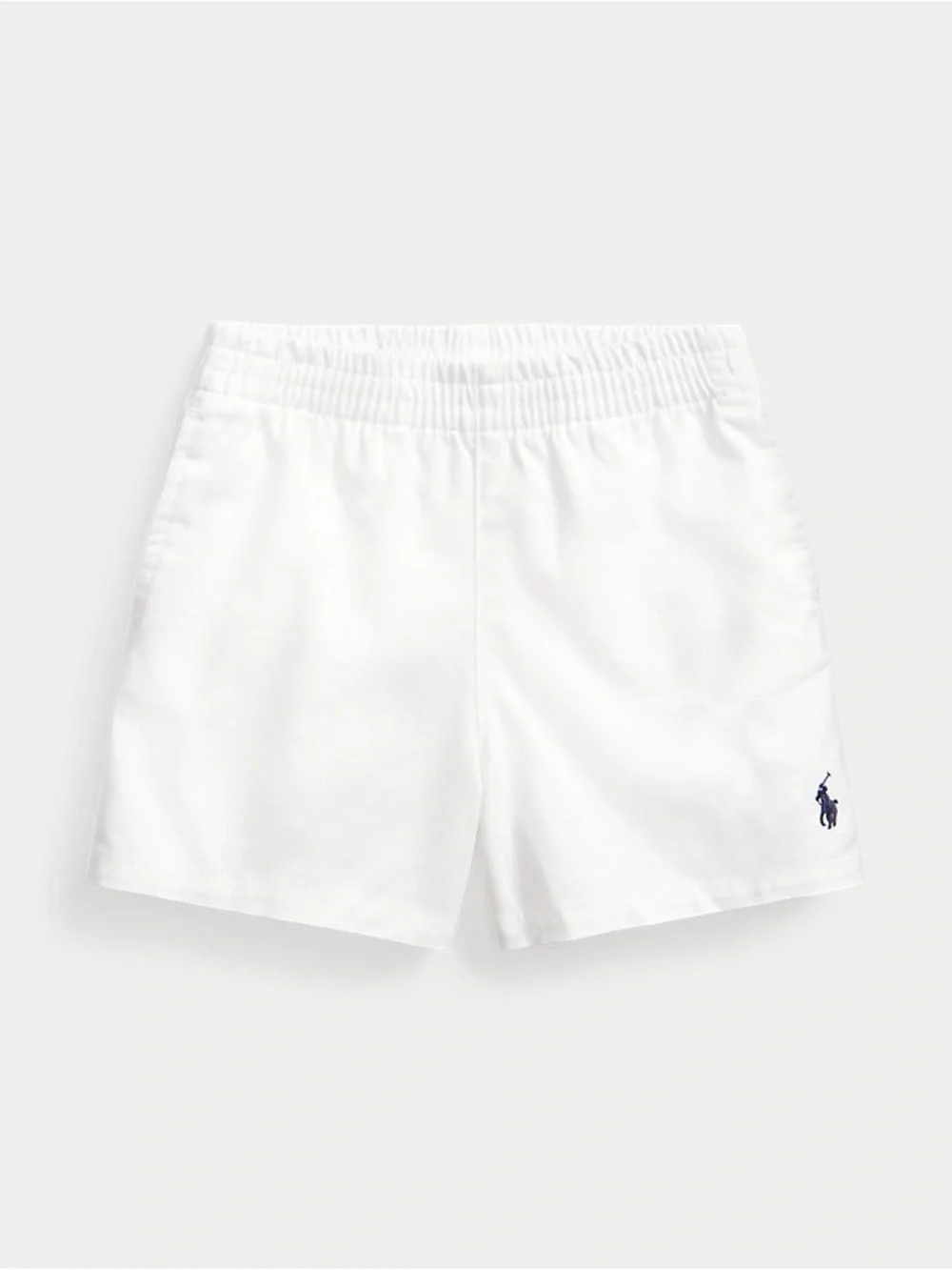 Kids Ralph Lauren White Chino Shorts with Navy Polo Logo and elastic waistband
